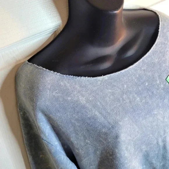 Victoria Secret Pink Sweatshirt Off Shoulder Crop top. Marble Blue - Picture 5 of 9